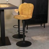 LABEL51 Draaibare Barkruk 'Vino' Elite stof, kleur Mustard (zithoogte 64-84cm)