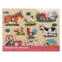 Small Foot houten noppenpuzzel boerderij, 9st.