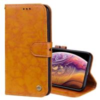 Business stijl olie Wax textuur horizontale Flip lederen case voor iPhone XS Max met houder & kaartsleuven & portemonnee (geel)