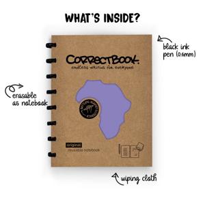 Correctbook A5 Original Petunia Purple-Gelinieerd - Uitwisbaar / Herschrijfbaar Notitieboek