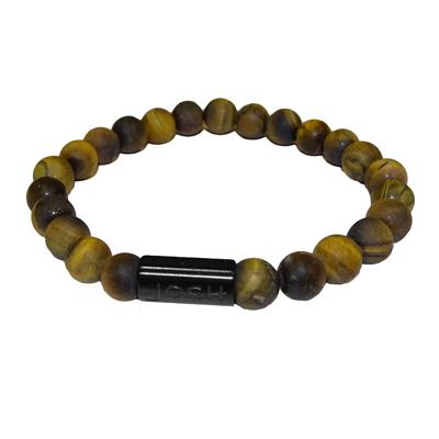 JOSH Heren Armband met Natuursteen Mat Cognac | 09313-BRA