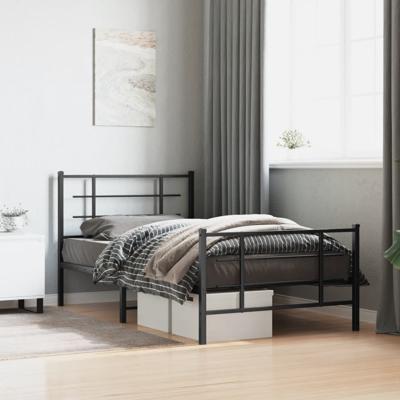 Bedframe met hoofd- en voeteneinde metaal zwart 100x200 cm