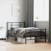 Bedframe met hoofd- en voeteneinde metaal zwart 100x200 cm