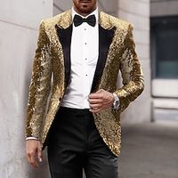 heren feest pailletten blazer jaren 70 disco retro vrijetijdsjack normaal effen enkele rij knopen één knop zwart goud zilver rood blauw 2024 Lightinthebox