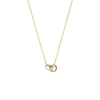 14k Geelgouden Ketting met Hartje en Zirkonia - 40-44 cm
