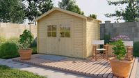 Tuindeco Somo Blokhut 300x200 cm 28 mm vuren blank- Zadeldak- Onbehandeld vurenhout- Tuindeco