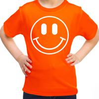 Verkleed T-shirt voor meisjes - smiley - oranje - carnaval - feestkleding voor kinderen - thumbnail