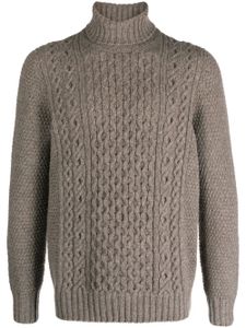 Drumohr pull en maille Aran à col roulé - Gris