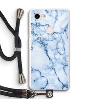 Blauw marmer: Pixel 3 XL Transparant Hoesje met koord
