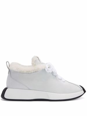 Giuseppe Zanotti baskets en cuir Ferox à doublure lainée - Blanc