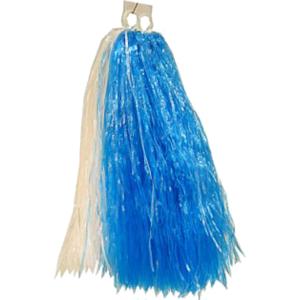 1x Stuks cheerball/pompom - blauw/wit - met ringgreep - 33 cm - Cheerleader verkleed accessoires