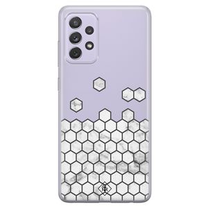 Samsung Galaxy A72 transparant hoesje - Marmer grijs abstract