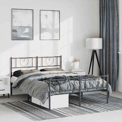Bedframe met hoofd- en voeteneinde metaal zwart 135x190 cm