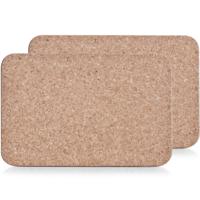 Zeller Rechthoekige placemats/onderzetters van kurk - 2x stuks - met waslaag - 20 x 30 cm