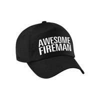 Awesome fireman pet / cap zwart voor heren - Geweldige brandweerman cadeau