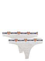 Moschino logo-waistband cotton-blend thongs (pack of two) - Gris