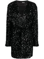 ROTATE BIRGER CHRISTENSEN robe portefeuille courte à sequins brodés - Noir