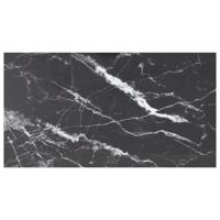 Tafelblad 120x65 cm 8 mm gehard glas met marmeren design zwart
