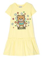 Moschino Kids robe imprimée à fronces - Jaune