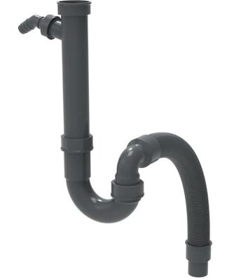 Kirchhoff ECO-SAVE Kunststof flexibele spoelbak buisvormige sifon, grijs, 3/4" x 1 1/2" x 3/4" mondstuk x 40/50 mm, met apparaataansluiting - 98836549
