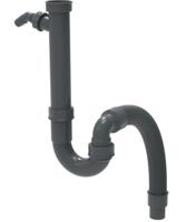 Kirchhoff ECO-SAVE Kunststof flexibele spoelbak buisvormige sifon, grijs, 3/4" x 1 1/2" x 3/4" mondstuk x 40/50 mm, met apparaataansluiting - 98836549