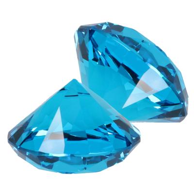 Namaak/nep edelstenen - 2x - diamant - turquoise blauw - 5 cm - van glas