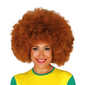 Roodbruine afro pruik