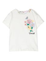 Roberto Cavalli Junior t-shirt en coton à logo brodé - Blanc