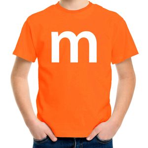 Letter M verkleed/ carnaval t-shirt oranje voor kinderen