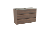 Storke Edge staand badmeubel 120 x 52 cm notenhout met Diva asymmetrisch linkse wastafel in top solid zijdegrijs
