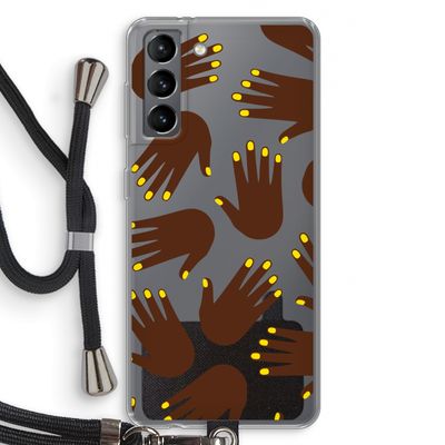 Hands dark: Samsung Galaxy S21 Transparant Hoesje met koord