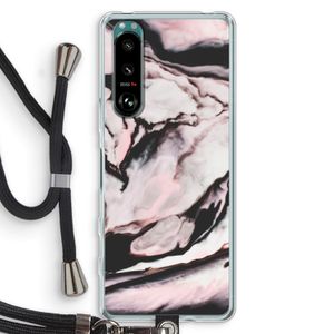 Roze stroom: Sony Xperia 5 III Transparant Hoesje met koord