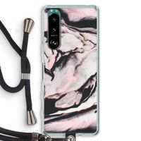 Roze stroom: Sony Xperia 5 III Transparant Hoesje met koord