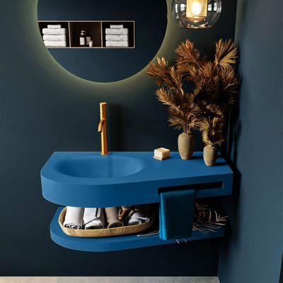 MONDIAZ RIVA 100cm Wastafel met planchet kleur Jeans. Wastafel DULCET links 1 kraangaten kleur Jeans. MONDIAZ RIVA 100cm Wastafel met planchet kleur Jeans. Wastafel DULCET links 1 kraangaten kleur Jeans.