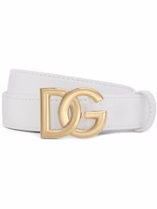 Dolce & Gabbana ceinture en cuir à logo DG - Blanc