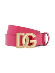 Dolce & Gabbana Kids ceinture en cuir verni à logo DG - Rose