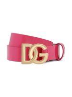 Dolce & Gabbana Kids ceinture en cuir verni à logo DG - Rose - thumbnail