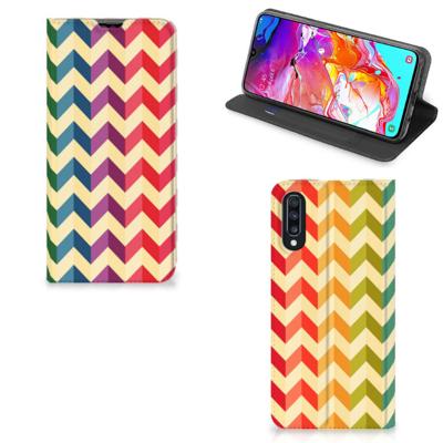 Samsung Galaxy A70 | Hoesje met Magneet | Zigzag Multi Color Samsung Galaxy A70 | Hoesje met Magneet | Zigzag Multi Color