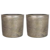 Floran Bloempot - 3x stuks - industrieel - goud - keramiek met coating - 16 cm