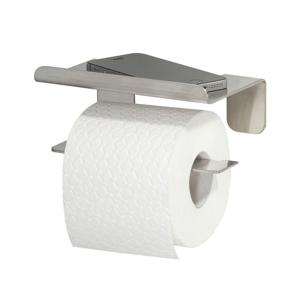 Tiger Colar Toiletrolhouder - zonder klep - met planchet - zelfklevend - geborsteld RVS 1314230946