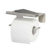 Tiger Colar Toiletrolhouder - zonder klep - met planchet - zelfklevend - geborsteld RVS 1314230946