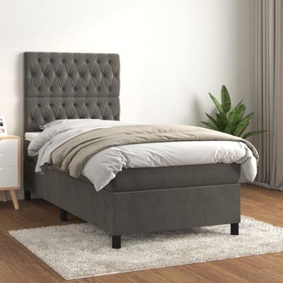 Boxspring met matras fluweel donkergrijs 80x200 cm