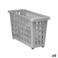 Veelzijdige mand Met wieltjes Grijs Plastic 17,5 x 26 x 46 cm (12 Stuks) - thumbnail