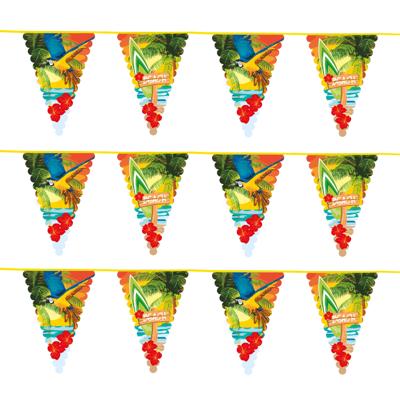 Hawaii thema feest vlaggenlijn - 3x - 6 meter - Slingers - Tropische decoratie feestartikelen