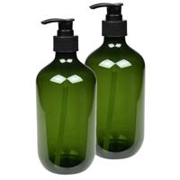 Benson Zeepdispenser - 2x - groen - 500 ml - zeeppompje - D7 x H19 cm
