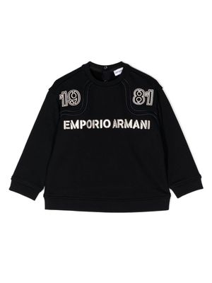 Emporio Armani Kids pull en coton à logo brodé - Bleu