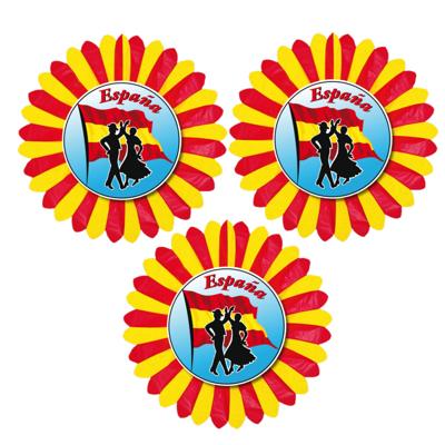 Grote decoratie versiering waaier - Set van 3x stuks - Spanje - Dia 60 cm - Feestartikelen - papier
