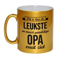 Gouden leukste en meest geweldige opa cadeau koffiemok / theebeker 330 ml - thumbnail