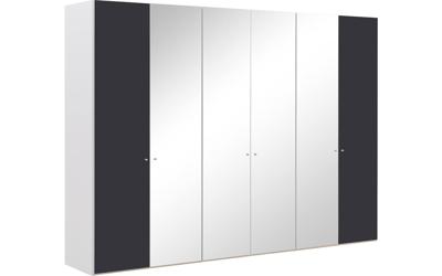 Goossens Kledingkast Easy Storage Ddk, Kledingkast 304 cm breed, 220 cm hoog, 2x draaideur en 4x spiegel draaideur midden