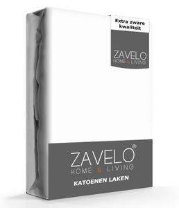 Zavelo Lakens Katoen Wit - Boven/Onder laken - 100% Katoen - Hoogwaardig Hotelkwaliteit - Heerlijk Zacht -150 x 260 cm